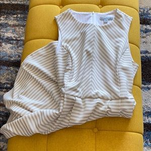 Taupe and white striped short dresss